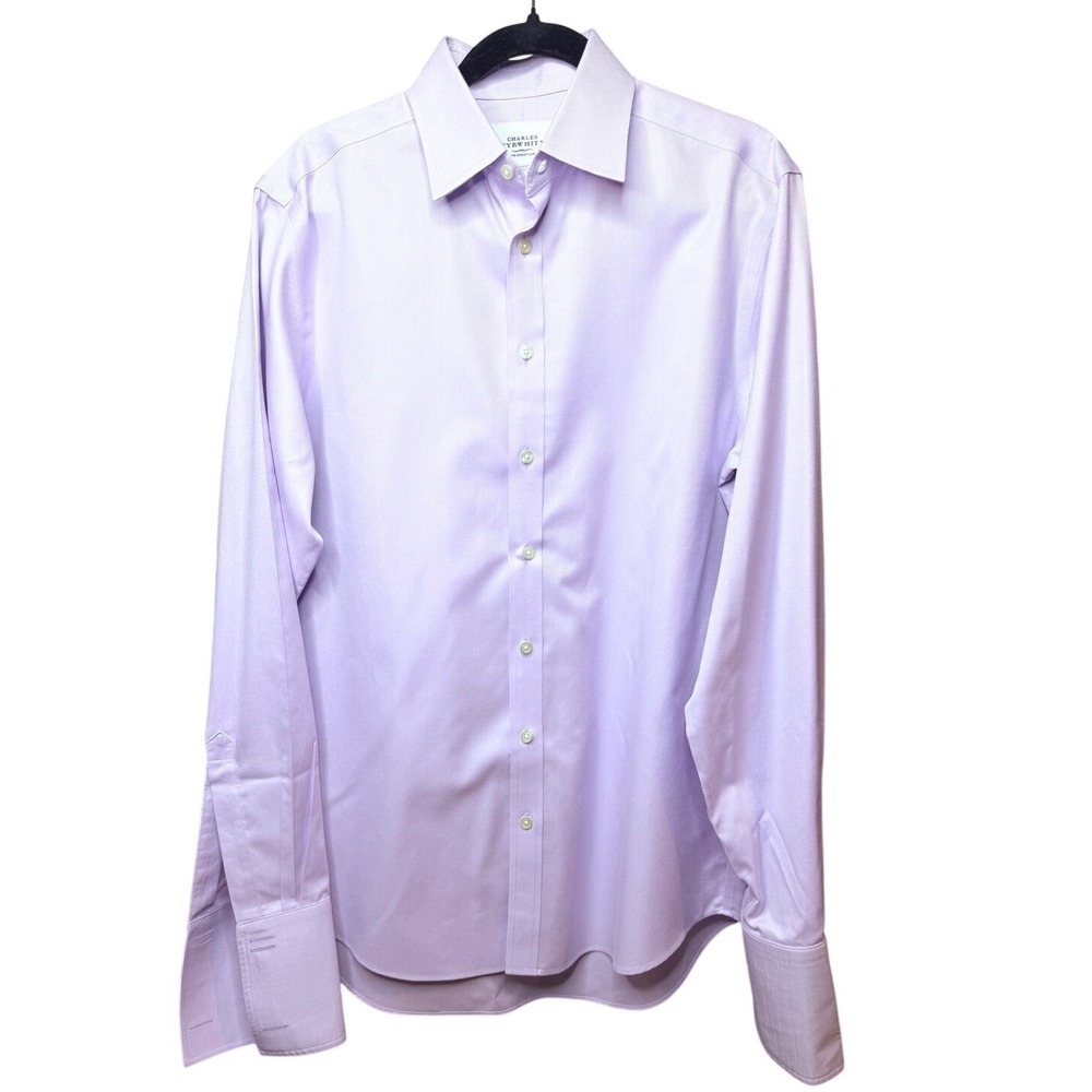 Charles Tyrwhitt Mens Purple Non-Iron Classic Fit French Cuff Dres Shirt 15.5/37